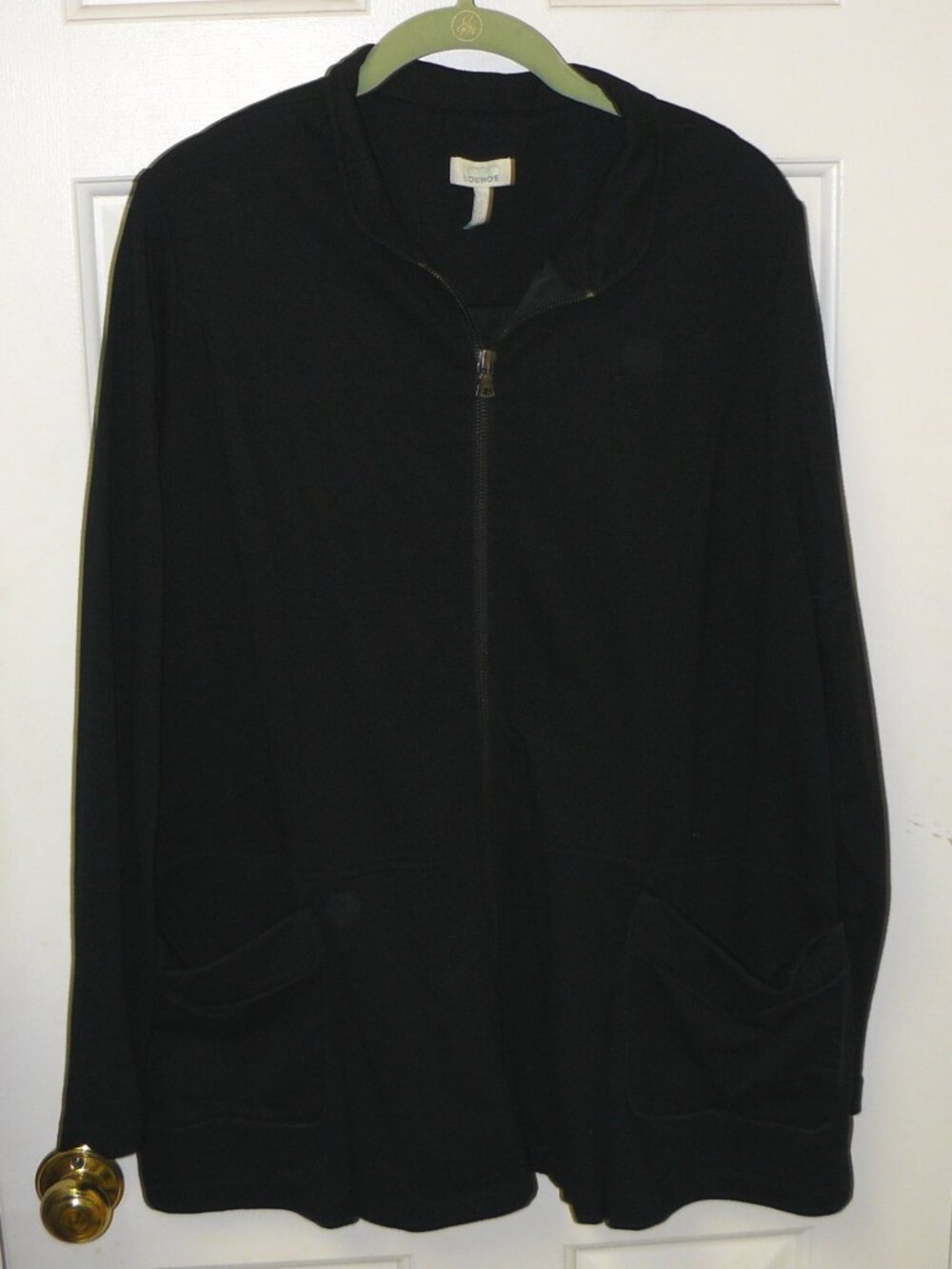 LOGO Lounge by Lori Goldstein French Terry Jacket w/Woven Swing Back Sz L